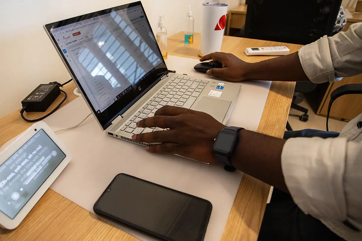 SEO specialist working on laptop