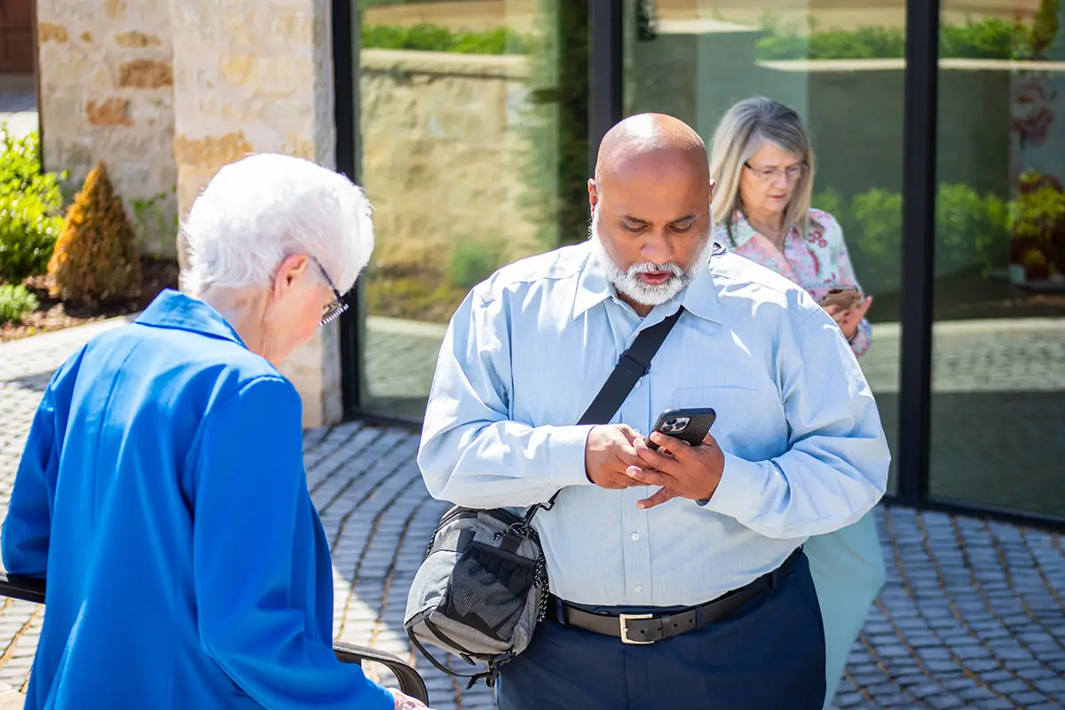 People on their phones